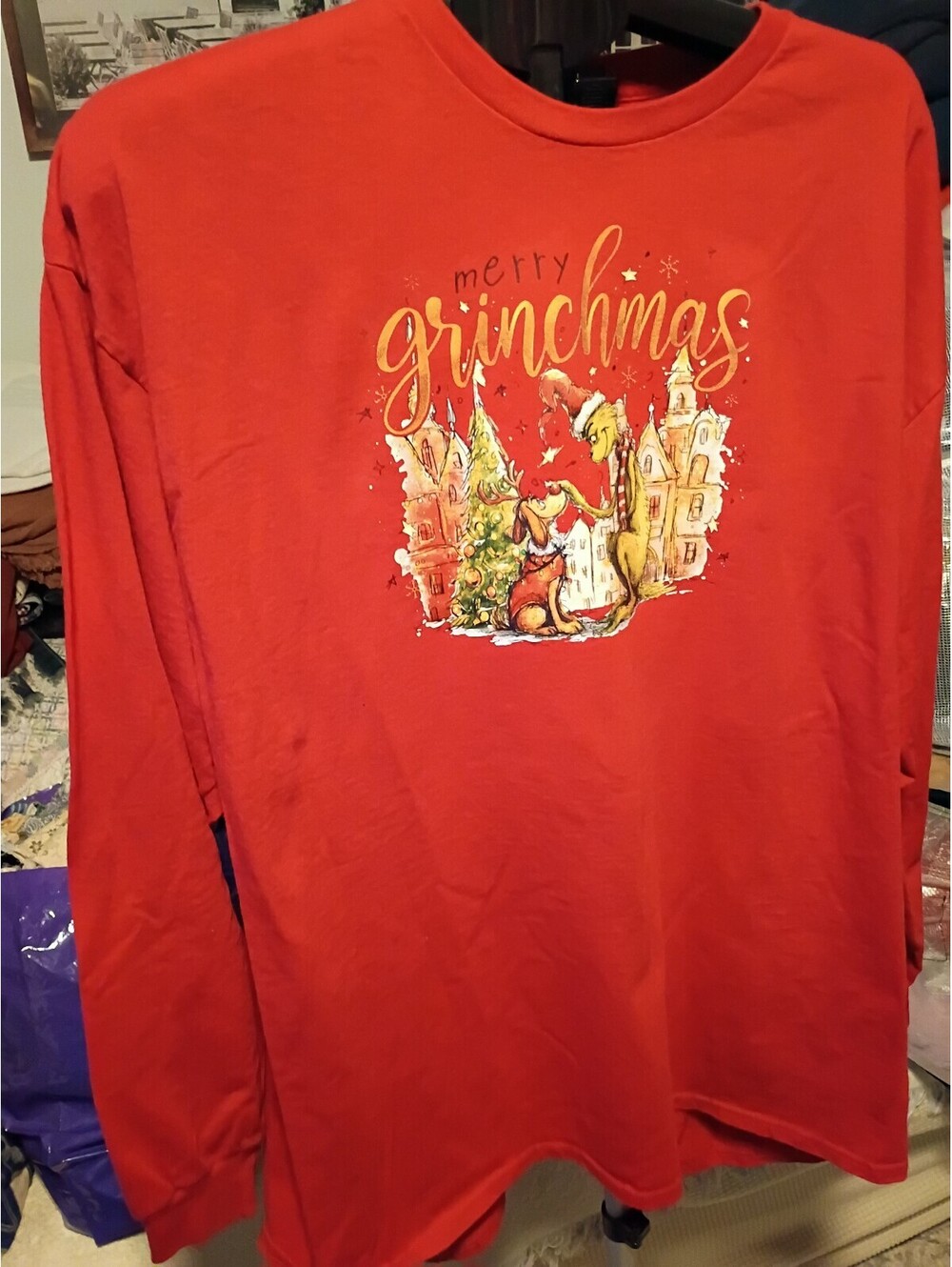 Delta Pro Weight Merry Grinchmas Red Long Sleeve T-Shirt 2XL